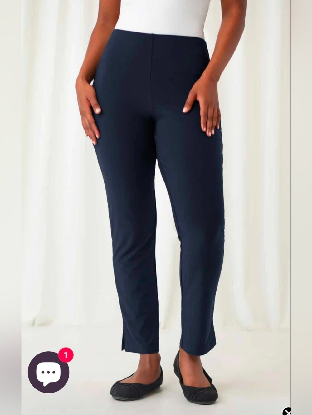 ❤️ SYMPLI HIGH RISE NARROW PANT MIDI, PULL ON, NAVY BLUE, 10 (30)